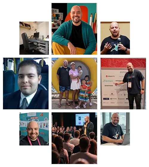 Collage of photos of Thiago de Carvalho over the years
